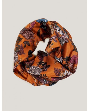 Foulard " Paris " Snood 100% soie Oranger Bleu