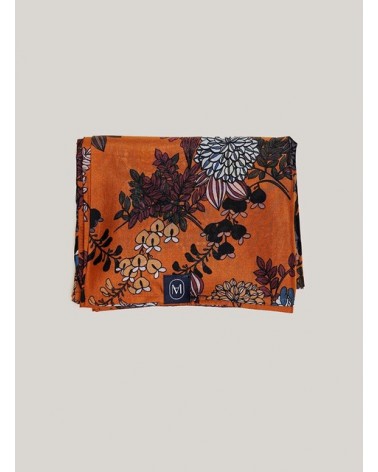 Foulard " Paris " Snood 100% soie Oranger Bleu