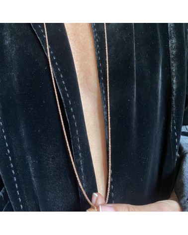 Sautoir Effet Glitter Argent doré à l'Or fin Rose