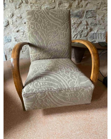 Fauteuil vintage Lounge avec Accoudoirs bois 30-50