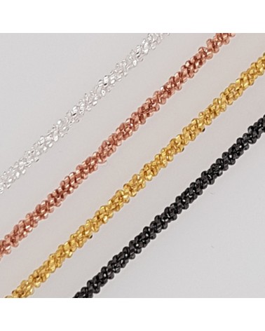 Sautoir Effet Glitter Argent doré à l'Or fin Rose